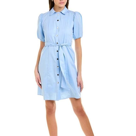 NANETTE LEPORE Nanette Puff Sleeve Shirtdress Chambray Blue Size 10 NWT - Picture 1 of 7